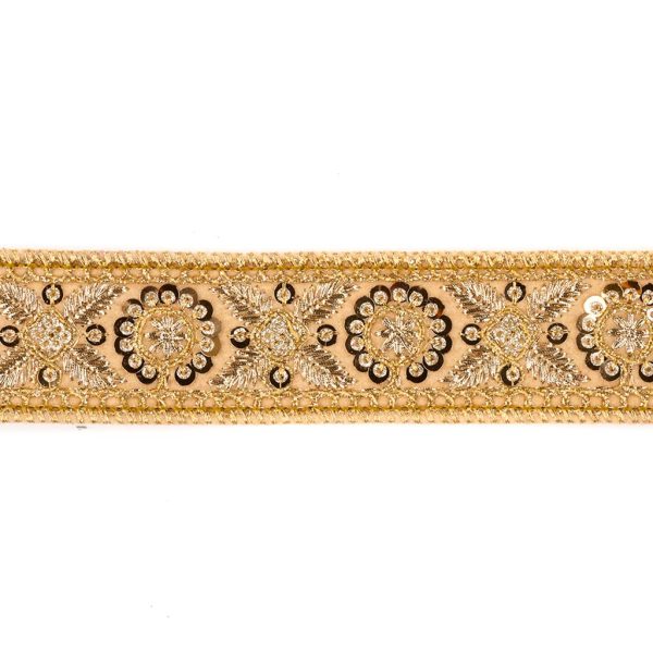 Goodwill Christmas Wired Ribbons Leaf Trim Ribbon Cream Gold L 35454