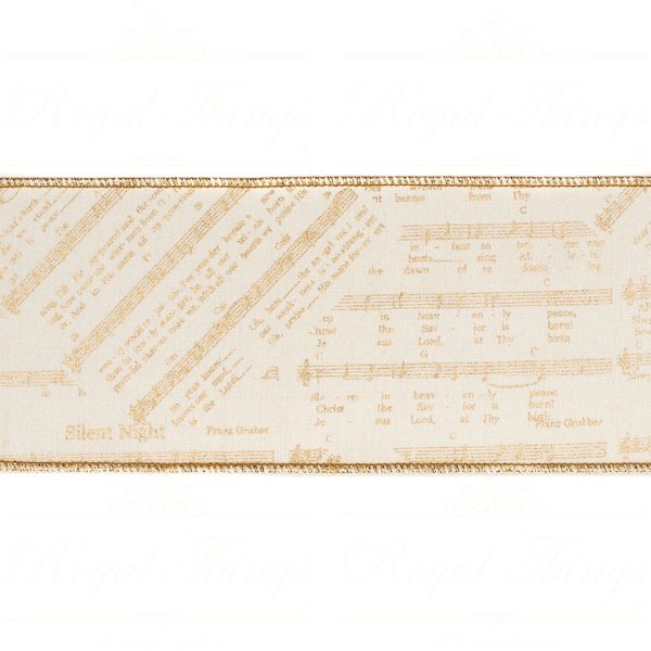 Goodwill Christmas Wired Ribbons Music Silent Night Ribbon Cream Gold L 34207