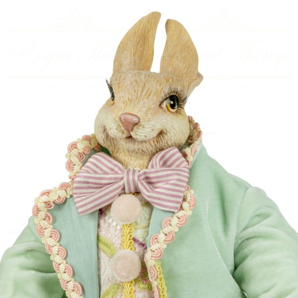 J 18020 Goodwill Heritage Collectible Dolls Bunny Boy Blue Pink Yellow Closeup