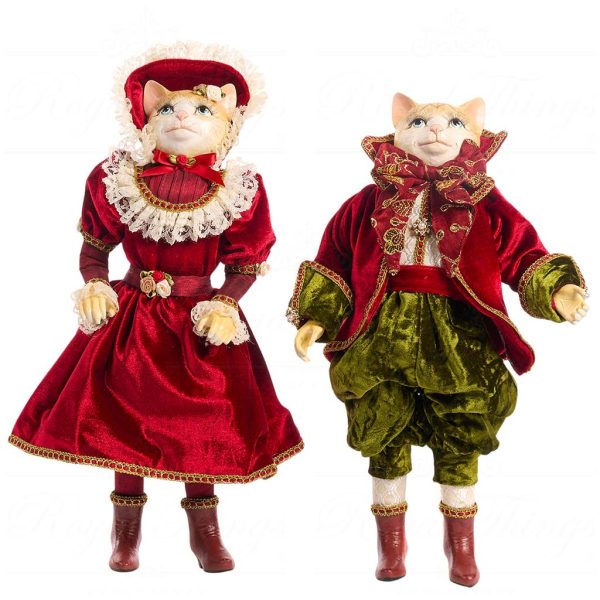 J 57003 Goodwill Christmas Dolls Victorian Carol Singer Cat Doll Burgundy Green
