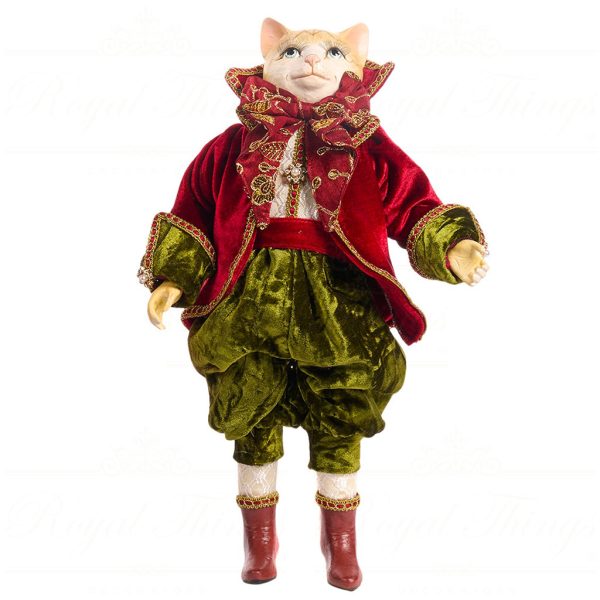 J 57003 Goodwill Christmas Dolls Victorian Carol Singer Cat Doll Burgundy Green Boy