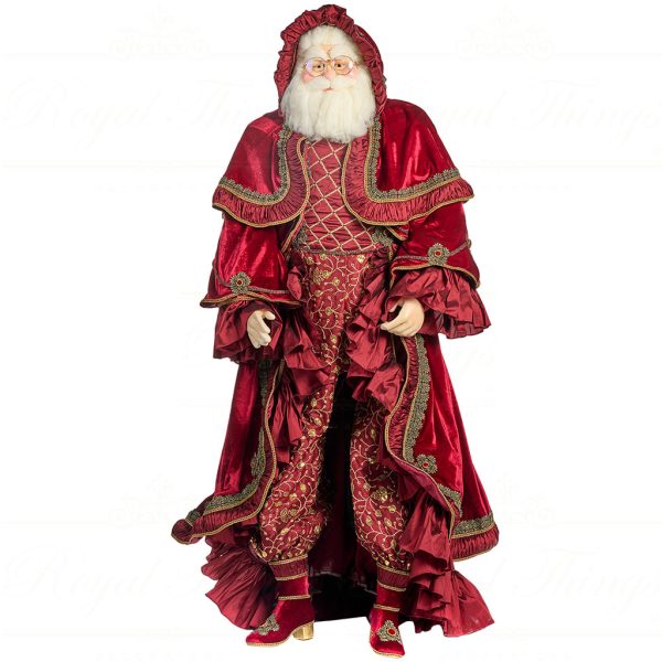 J 57011 Goodwill Christmas Dolls Song For The Season Victorian Brocade Carol Life Size Santa Doll Burgundy
