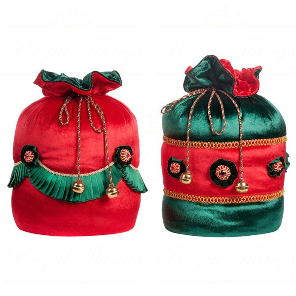 J 57258 Goodwill Christmas Decorative Items Family Feast Gift Bag Tabletop Red Green