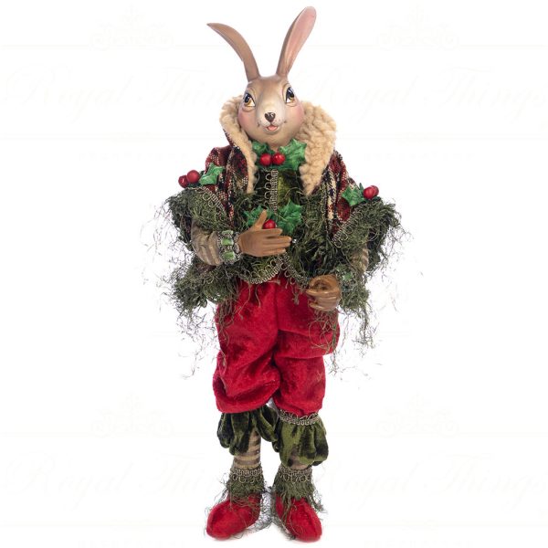 J 58556 Goodwill Christmas Dolls Woodland Bedtime Rabbit Doll Red Green