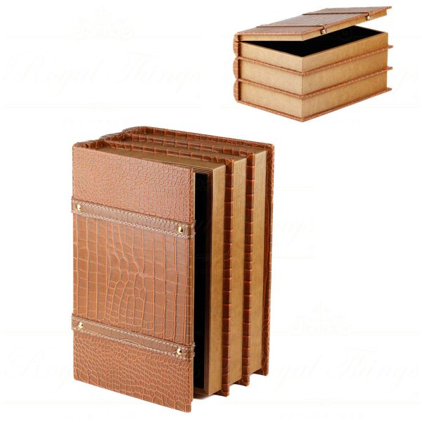 K 10319 Goodwill Christmas Decorative Items Faux Leather Book Box Brown