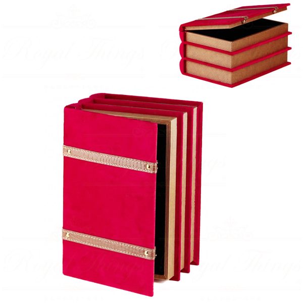 K 10321 Goodwill Christmas Decorative Items Fabric Velvet Book Box Red