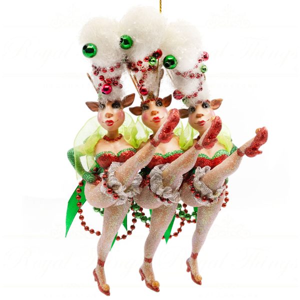 Kc 01 58447 Katherines Collection Christmas Ornaments Cancan Reindeer Parade Ornament Green Red Cream