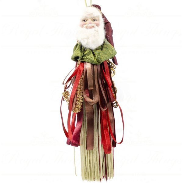 Holly Santa Ribbon Tassel Ornament 26 cm