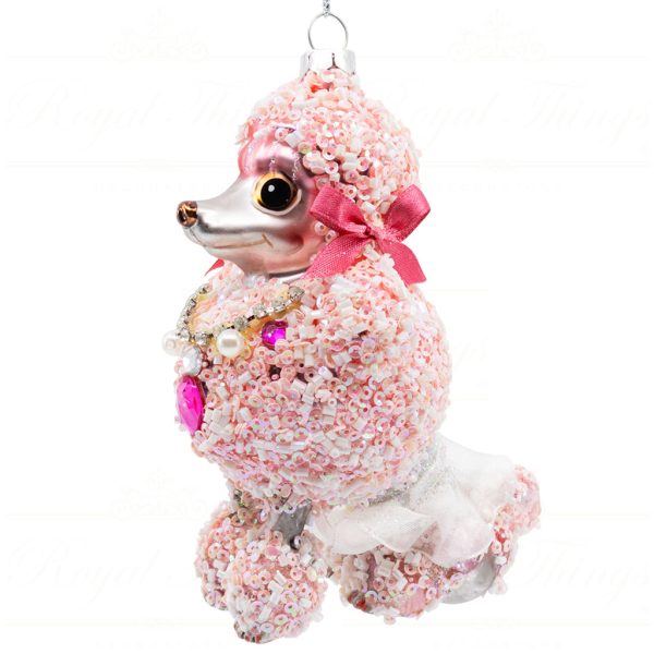 Kc 08 145214 Katherines Collection Christmas Ornaments Glass Queen Poodle Dog Silver Pink Vari Pink