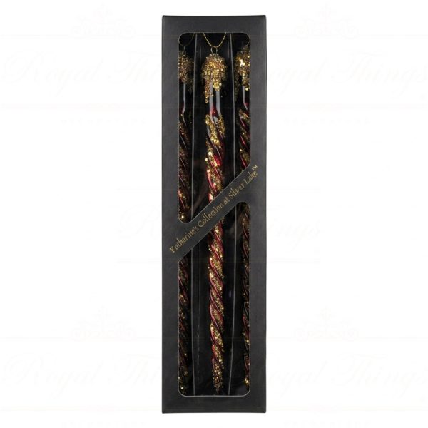Kc 10 21189 Katherine S Collection Christmas Heritage Ornament Regal Red Icicle Red Gold Box
