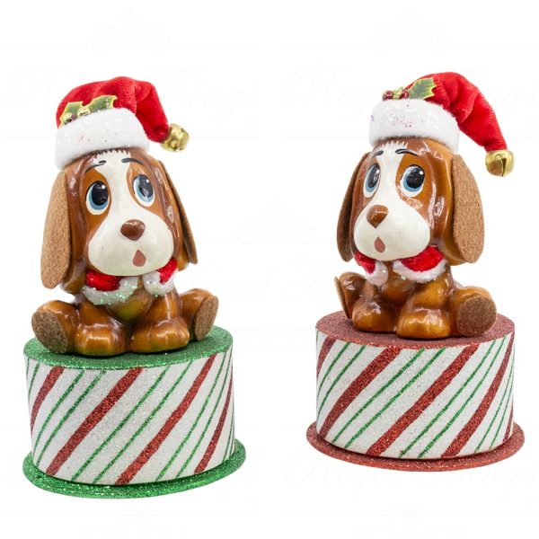 Kc 14 28412 Katherines Collection Christmas Decorative Items Elf Woof A Lot Dog Mintbox Red Green White Brown