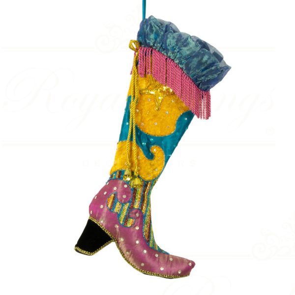 Kc 14 34961 Katherine S Collection Christmas Stockings Bohemian Cowboy Boot Stocking Pink Blue