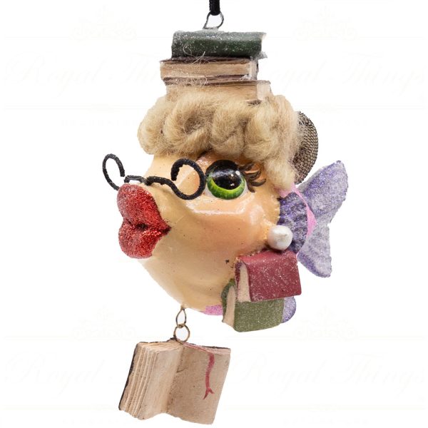 Kc 28 28635 Katherine S Collection Christmas Heritage Ornament Bookworm Kissing Fish White Pink Purple Vari Pink