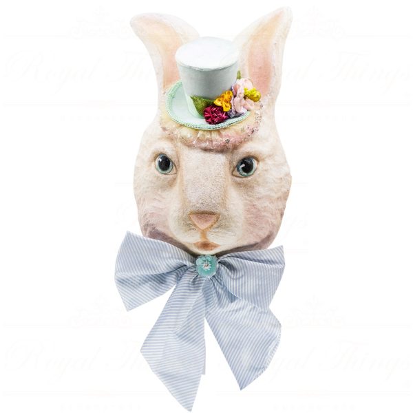 Kc 28 29177 Katherine S Collection Christmas Decorative Items Humphrey Hare Wall Mask Pink Blue