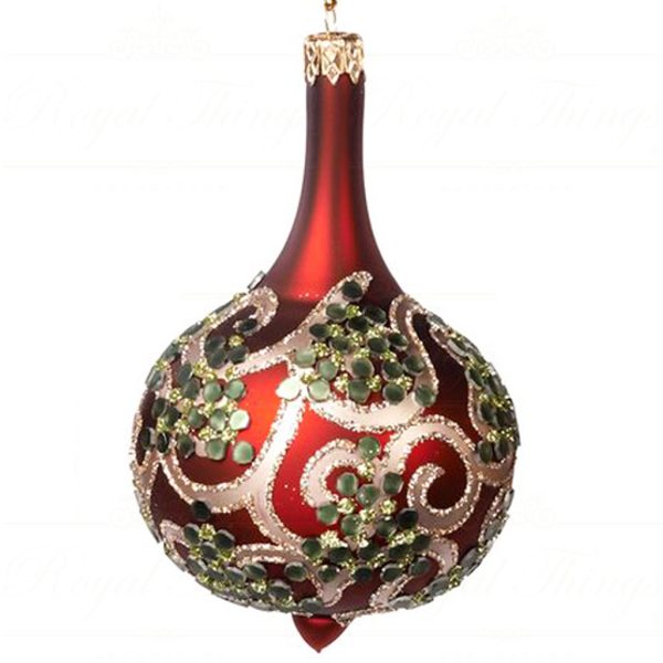 L 20105 Goodwill Christmas Balls Glass Mirror Swirl Ball Red Green Champagne Drop