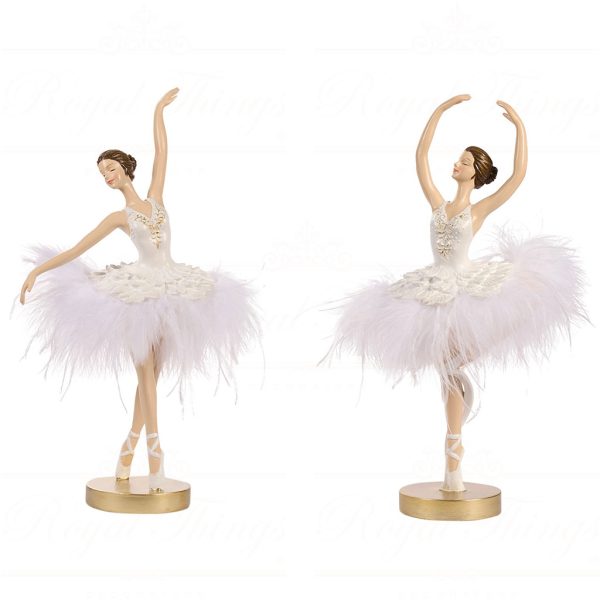 Lex 10003 Goodwill Christmas Decorative Items Fluffy Ballerina Tabletop White Gold