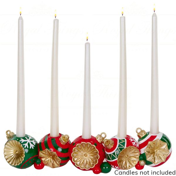 Lex 10018 Goodwill Christmas Decorative Items Xmas Reflector Balls Candle Holder Tabletop Red Green Gold
