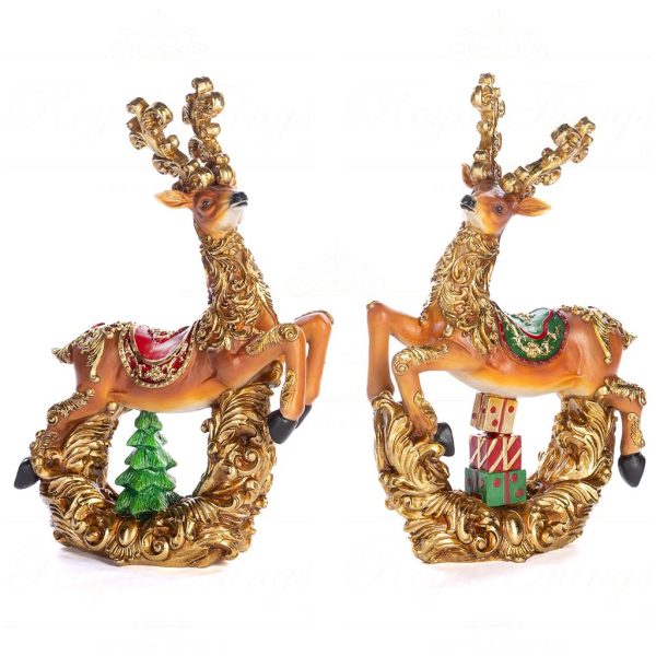 Lt 99015 Goodwill Christmas Decorative Items Acanthus Rocking Deer Tabletop Brown Gold