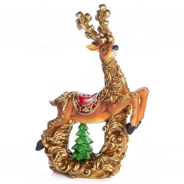 Lt 99015 Goodwill Christmas Decorative Items Acanthus Rocking Deer Tabletop Brown Gold Tree