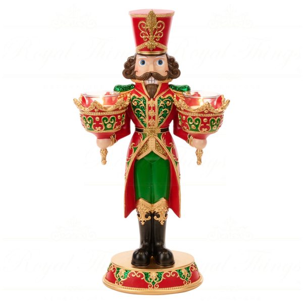 S 30717 Goodwill Christmas Decorative Items Nutcracker Candle Holder Tabletop Red Green Gold