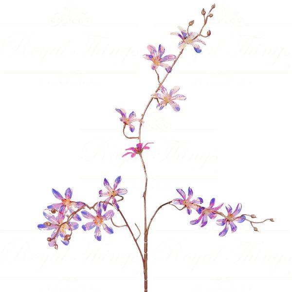 Sa 45832 Goodwill Branches Iridescent Metallic Flower Stem Pink Gold Multi