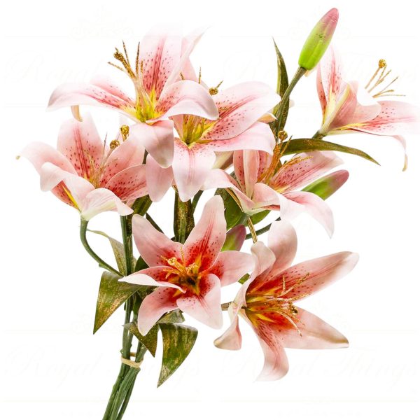 Sp 20246 Goodwill Christmas Flowers Branches Tiger Lily Flower Bush Stem Pink