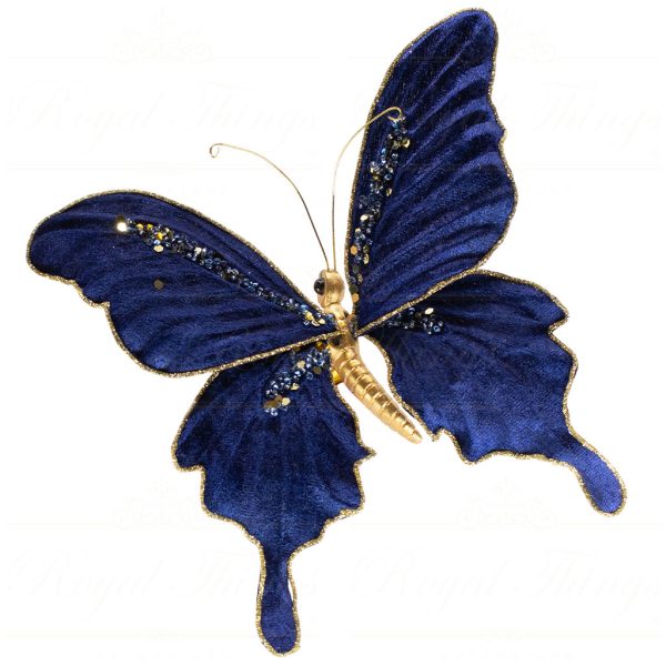 Sp 20708 Goodwill Christmas Ornaments Pagode Garden Butterfly On Clip Blue Vari Dark Blue
