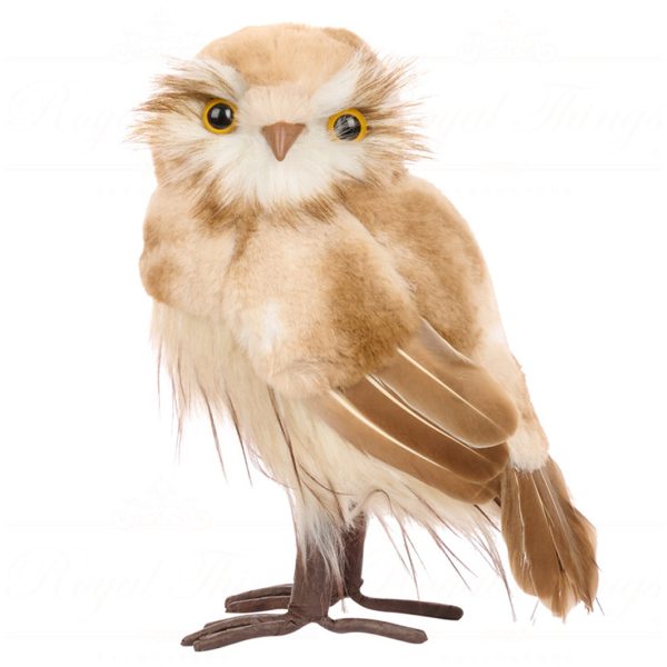 T 81056 Goodwill Christmas Decorative Items Furry Two Tone Owl Tabletop Brown Cream Vari Girl