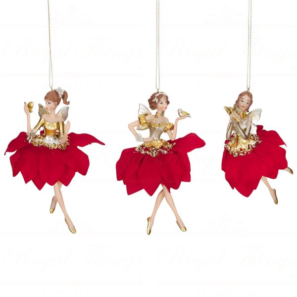 Tr 18002 Goodwill Christmas Ornaments Poinsettia Flower Fairy Ornament Red