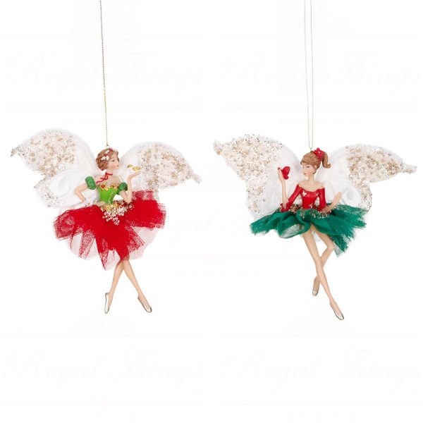 Tr 18004 Goodwill Christmas Ornaments Butterfly Fairy With Animal Ornament Red Green Cream