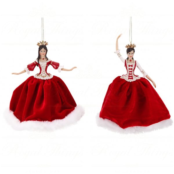Tr 19207 Goodwill Christmas Ornaments Fabric Furry Snow White Lady Ornament Red White