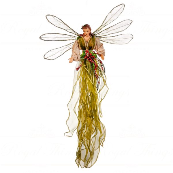 Z 44160 Goodwill Christmas Ornaments Long Skirt Fairy Green Champagne Red