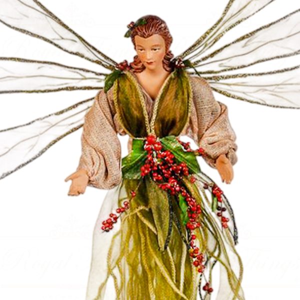 Z 44160 Goodwill Christmas Ornaments Long Skirt Fairy Green Champagne Red Closeup
