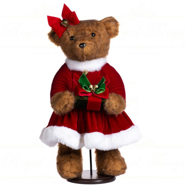 Goodwill Animal Dolls Xmas Girl Bear Red Brown White C 19302