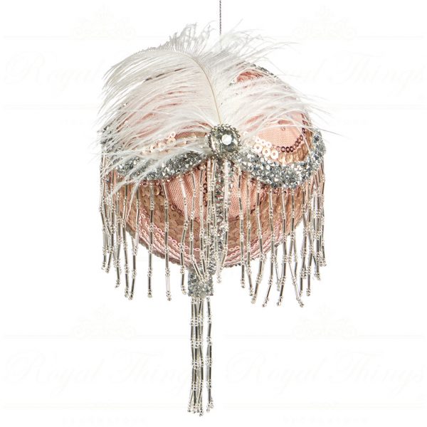 Goodwill Chirstmas Ball Feathered Gatsby Ball Pink White Silver J 69503