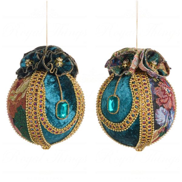 Goodwill Chirstmas Ball Secret Garden Glory Brocade Ball Blue Gold Multi J 59315