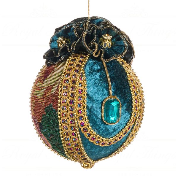 Goodwill Chirstmas Ball Secret Garden Glory Brocade Ball Blue Gold Multi J 59315 A