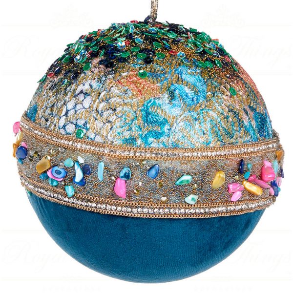 Goodwill Christmas Ball Brocade Half Ball Blue Multicolor T 74058