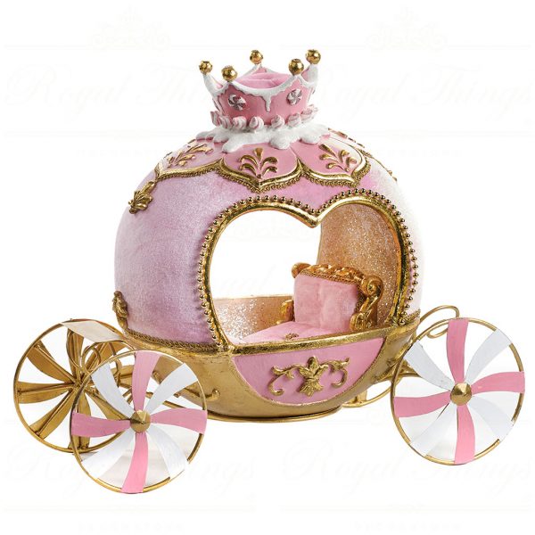 Goodwill Christmas Decorative Items Candy Carriage Pink Gold White B 90305