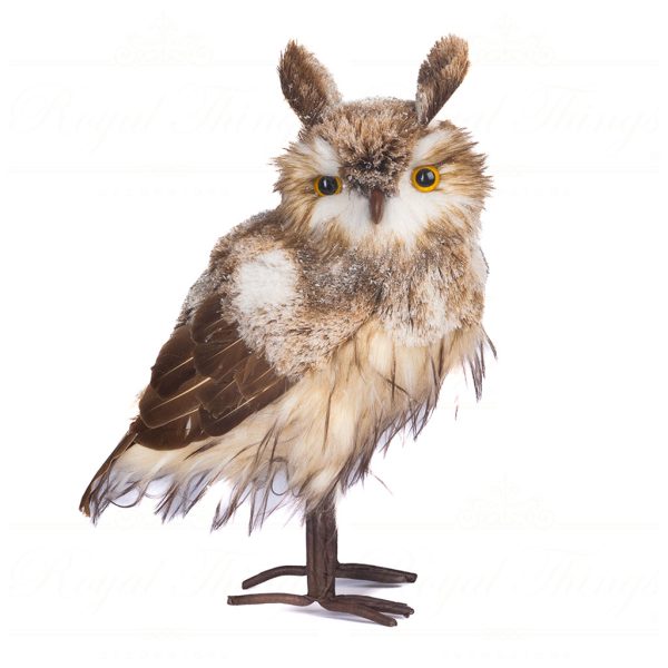 Goodwill Christmas Decorative Items Furry Owl Tabletop Brown Beige T 80035 A
