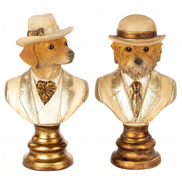 Goodwill Christmas Decorative Items Gentleman Dog Bust Gold Cream Mc 37043