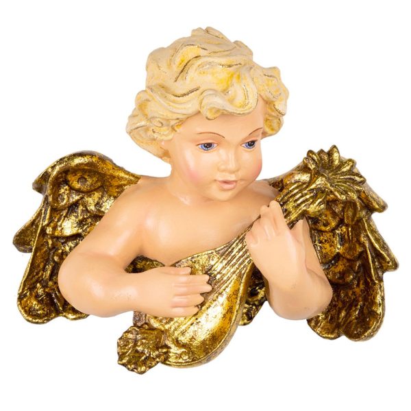 Goodwill Christmas Decorative Items Heavenly Music Cherub With Lyre Wall Display Brown Gold B 89651