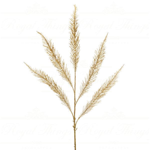 Goodwill Christmas Flowers Branches Glitter Pine Needle Tails Stem Gold A 52238