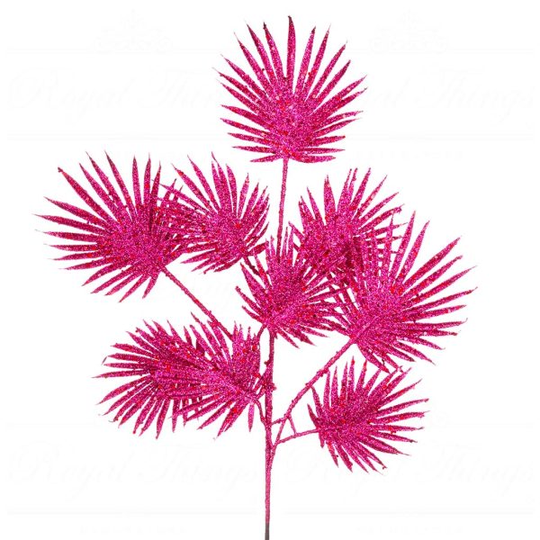 Goodwill Christmas Flowers Branches Sparkle Fan Leaf Stem Hotpink Fl 18627