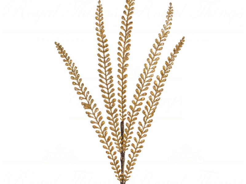 Goodwill Christmas Flowers Branches Sparkle Long Fern Thin Leaf Stem Gold A 49932