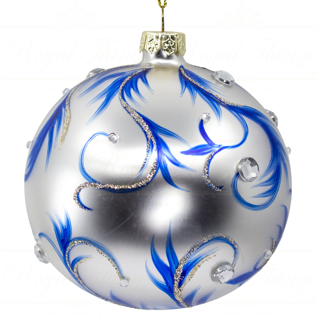 goodwill christmas glass ball blue swirl silver blue l 31115 Goodwill Christmas Glass Ball Blue Swirl Silver Blue L 31115