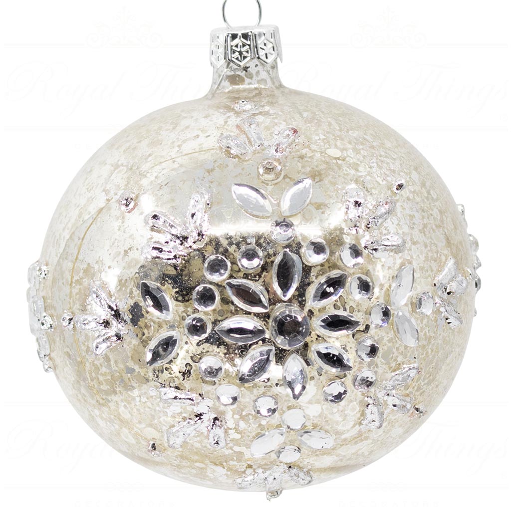 goodwill christmas glass ball juweled snowflake antique silver l 31117 round Goodwill Christmas Glass Ball Juweled Snowflake Antique Silver L 31117 Round