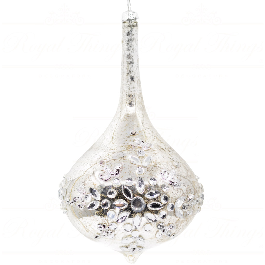 goodwill christmas glass ball juweled snowflake antique silver l 31117 teardrop front Goodwill Christmas Glass Ball Juweled Snowflake Antique Silver L 31117 Teardrop Front