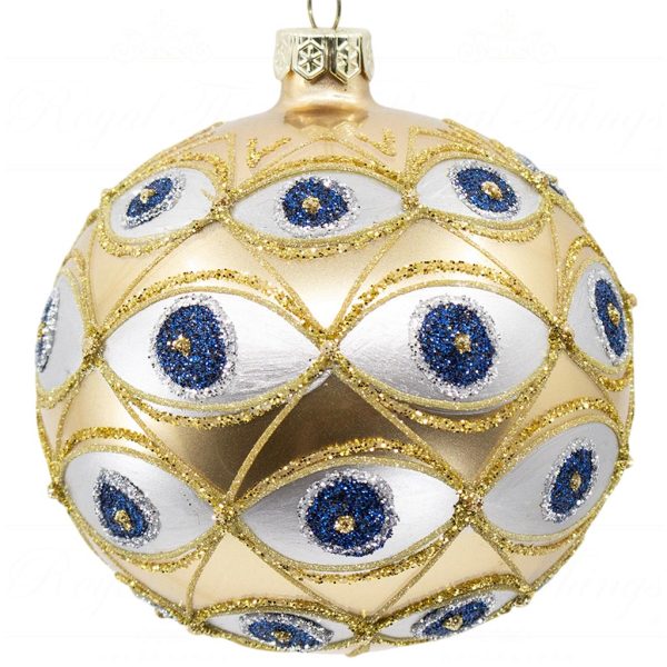 Goodwill Christmas Glass Ball Modern Swirl Silver Blue L 31131