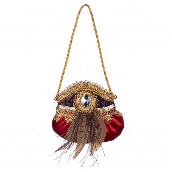 Goodwill Christmas Ornament Fabric Peacock Purse Red Brown Gold Br 39320 Purple